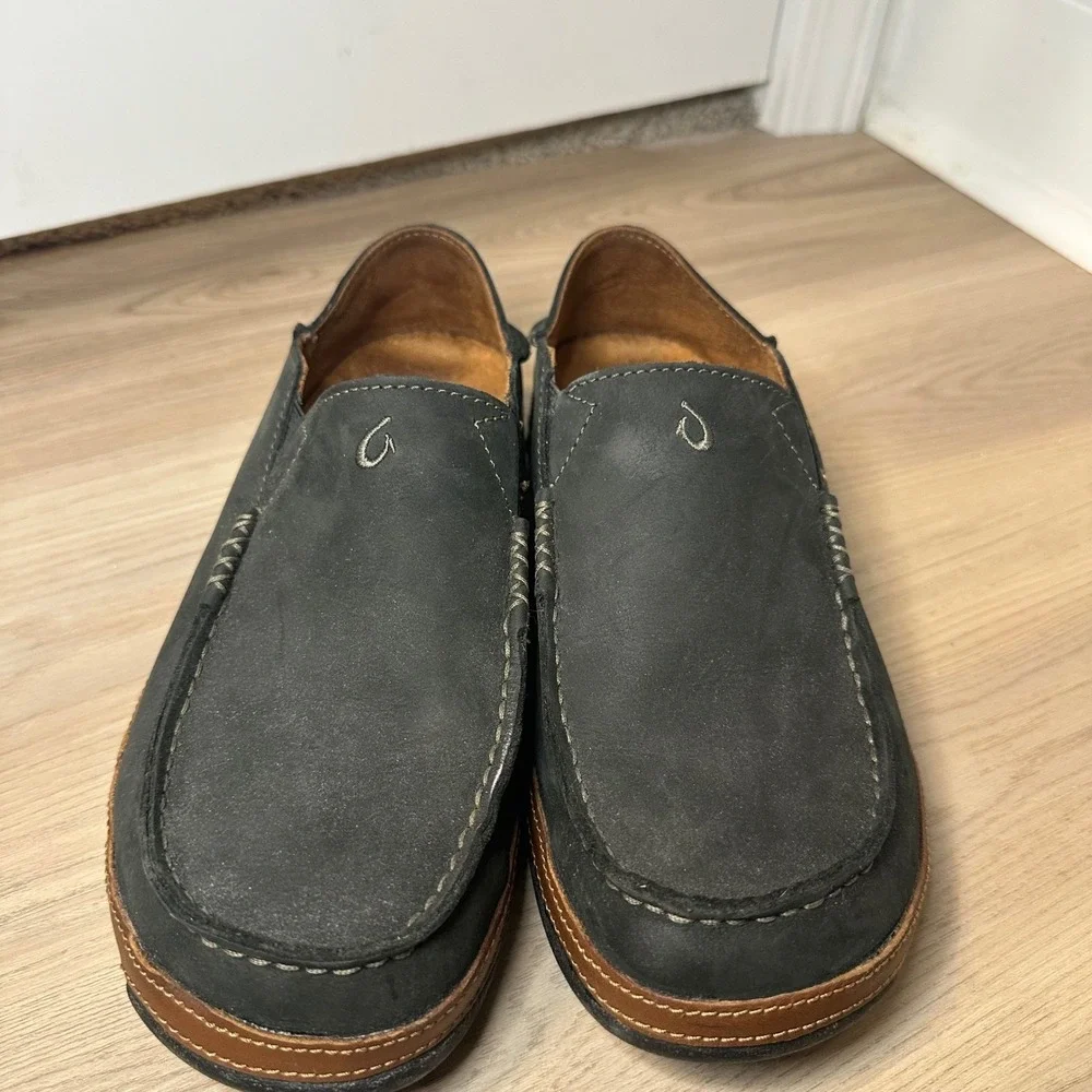 Olukai Moloa Shoes Men's 8 Black Leather 7225SK